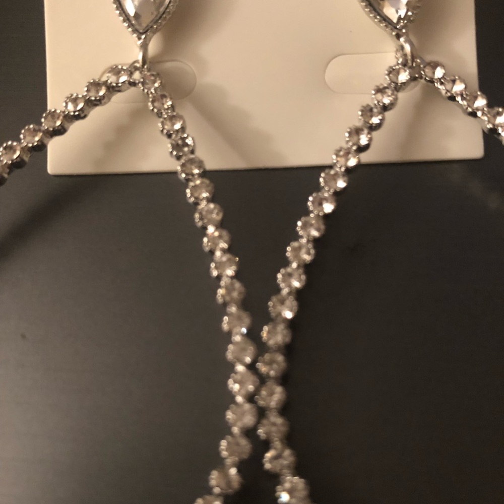 Large Rhinestone Teardrop Hoops - Picture 5 of 5
